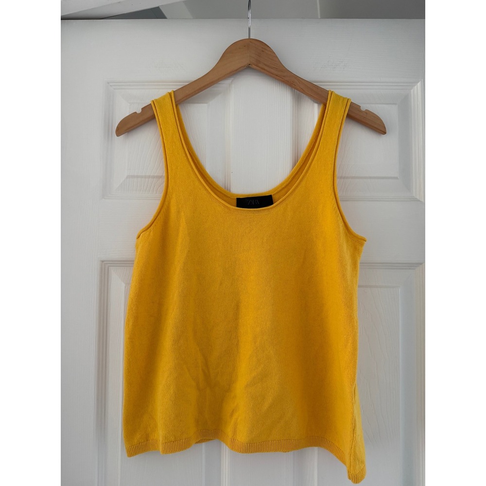 Zara Womens‎ Yellow Knit Sleeveless Tank Top Casual Summer